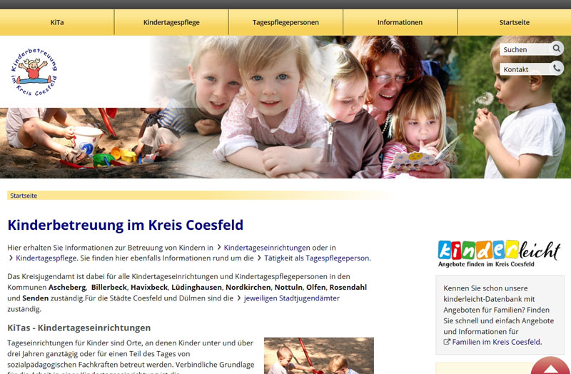Bildschirmfoto "kinderbetreuung.kreis-coesfeld.de"