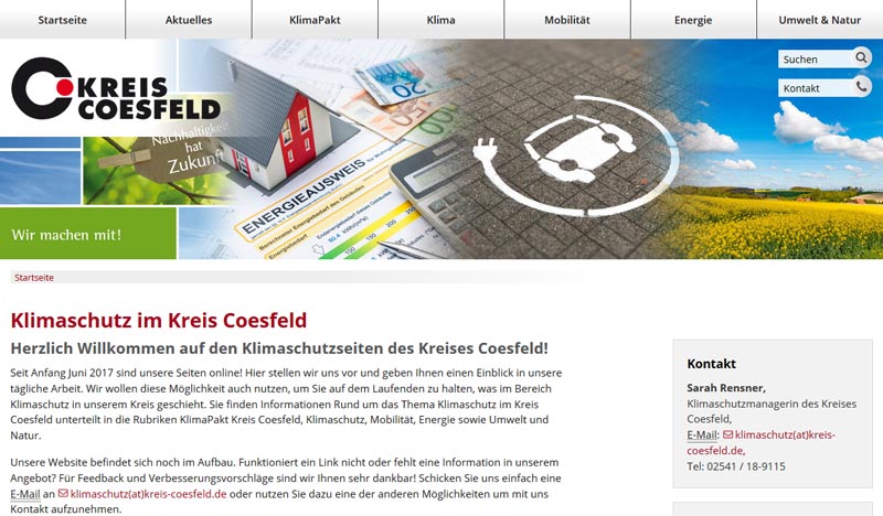 Bildschirmfoto "klima.kreis-coesfeld.de"