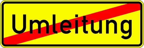 Abbildung des Verkehrszeichens 457.2, Ende der Umleitung. 