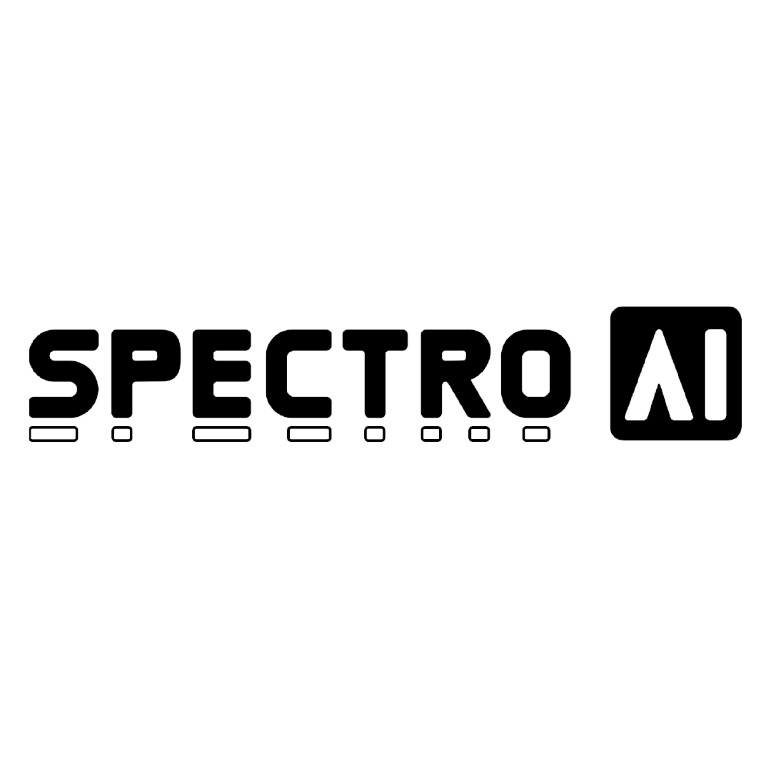 Schwarz-weiße Wortmarke 'SPECTRO' mit stilisiertem 'AI' in einem abgerundeten Quadrat