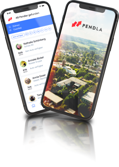 Das PENDLA-Portal wird auf dem Handy dargestellt.