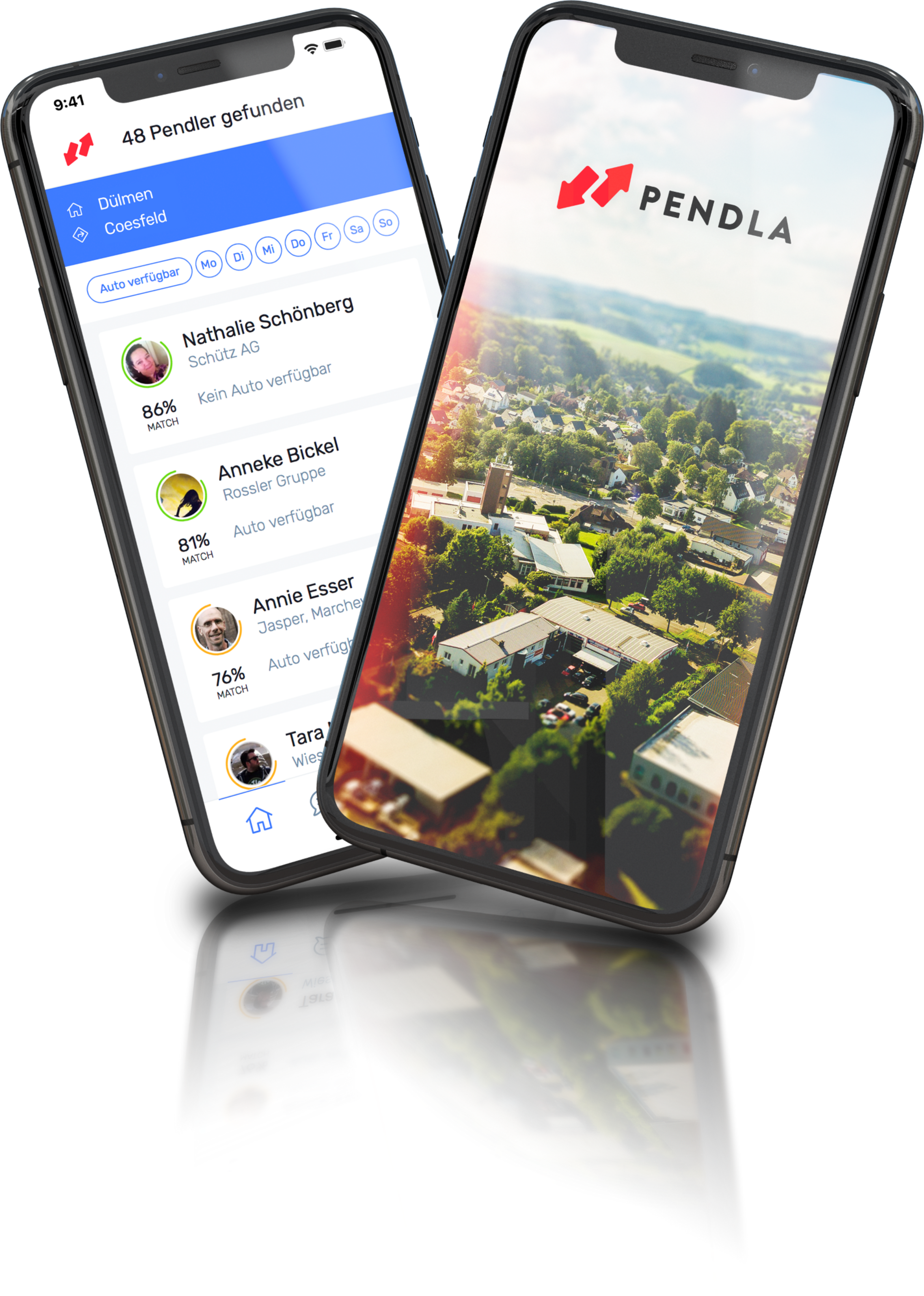 Das PENDLA-Portal wird auf dem Handy dargestellt.