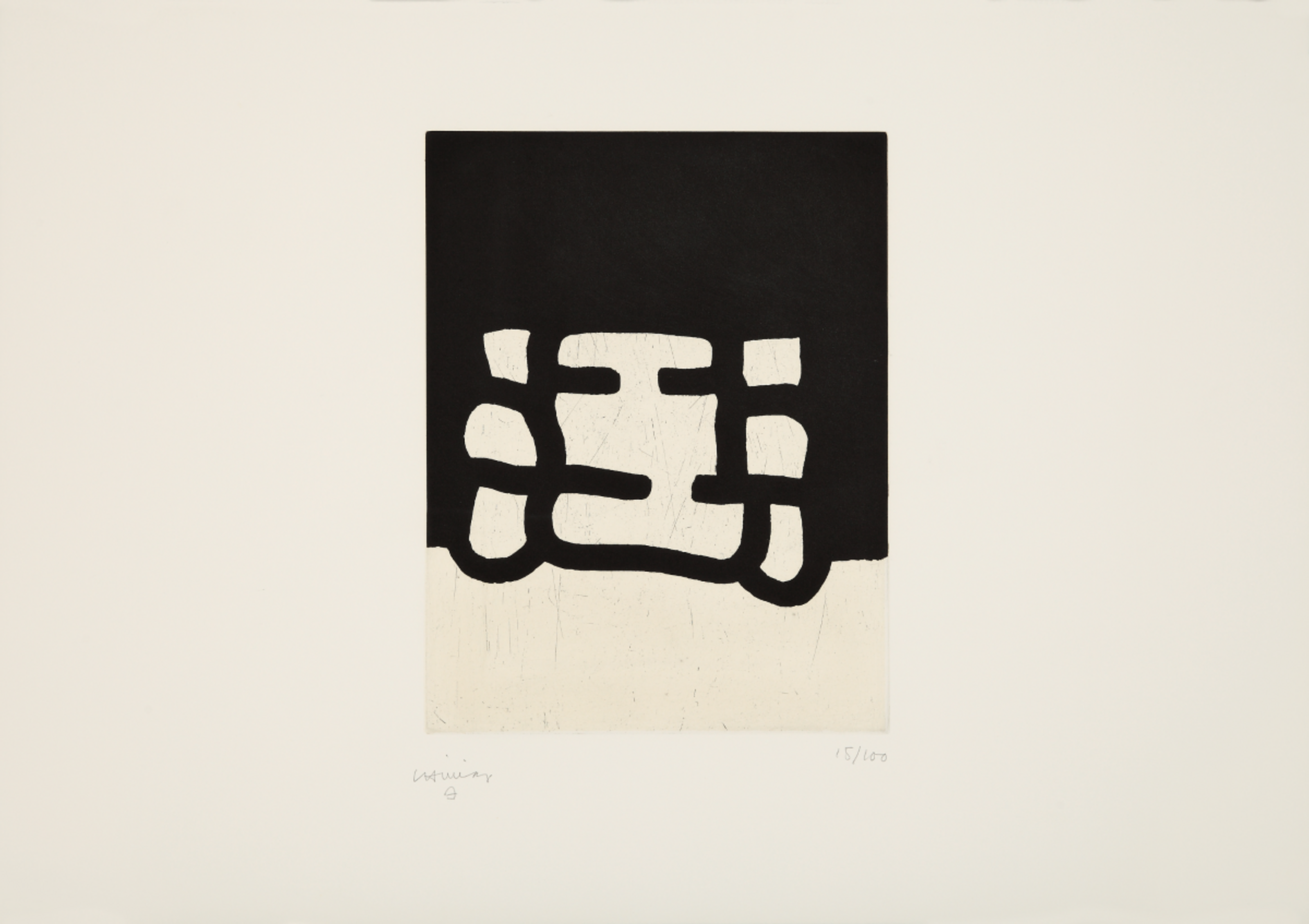 Eine Ze3ichnung in schwarz und weiß. Das obere Drittel ist schwarz, das untere weiß. In der Mitte ist ein Gitter.