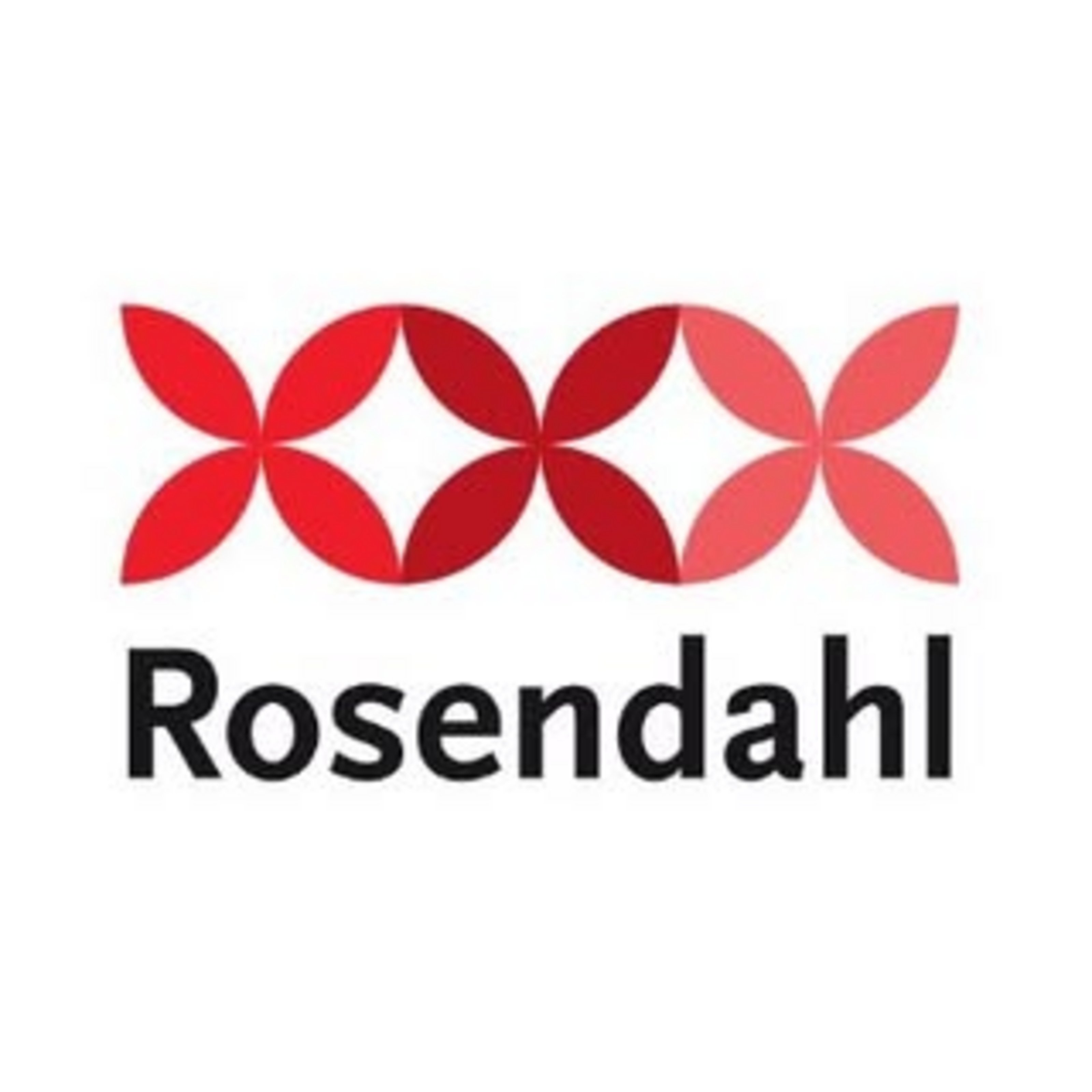 Logo von Rosendahl mit stilisierten roten Blütenformen und dem Schriftzug ‚Rosendahl‘.